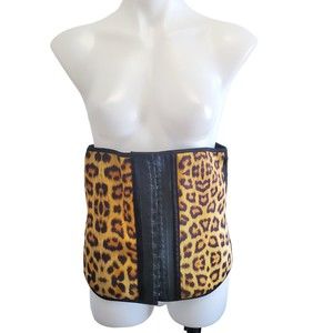 Ann Chery Waist Trainer Corset Black Leopard Print Steel Bone Size 3XL USA 42